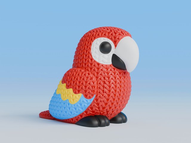 Knitted Scarlet Macaw Parrot Desk Buddy